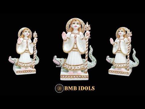 Marble Khodiyar Mata Murti made in  White Makrana Marble in 10inches