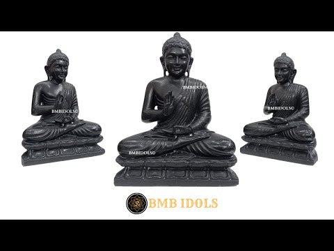 Black Buddha Statue made in Natural Stone for Home and Gardens