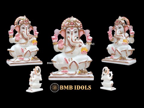 Marble Ganesha Murti made in 6inches in pure white Makrana Marble