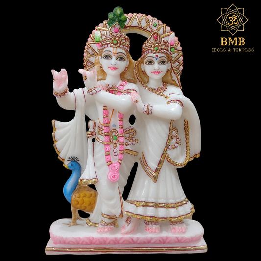 Marble Radha Krishna Murti in 12inches known as Jugal Radha Krishna Statue