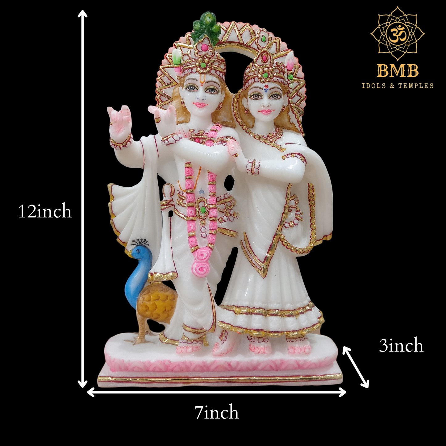 Marble Radha Krishna Murti in 12inches known as Jugal Radha Krishna Statue